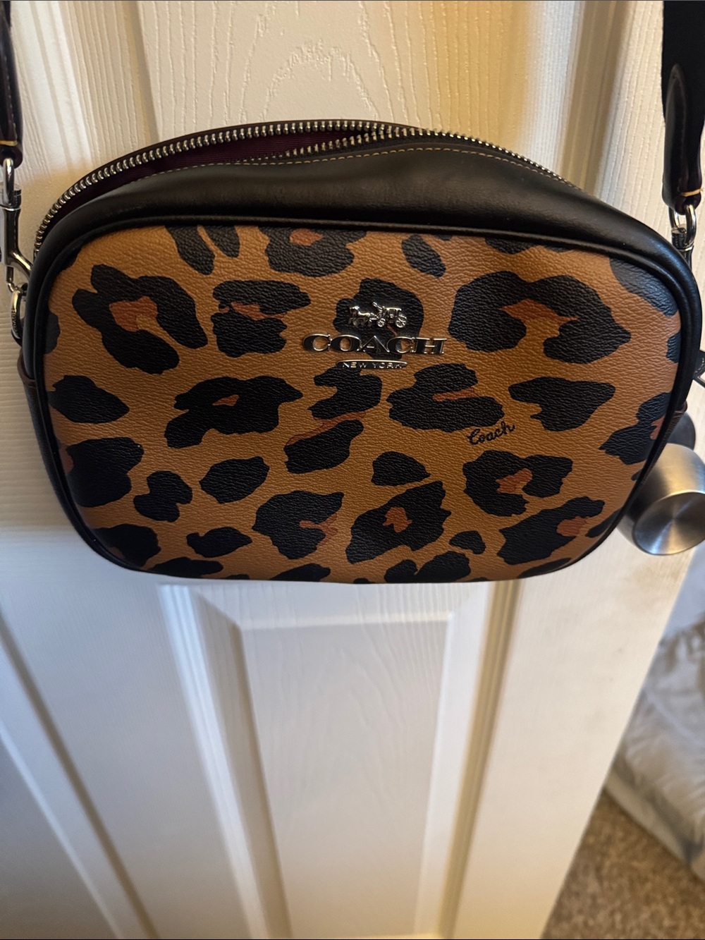 COACH Leopard Print Crossbody Bag in Brown and Black